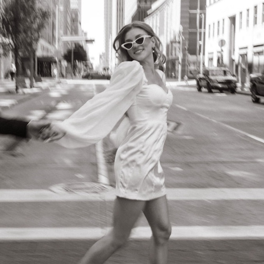 White Long Sleeve Mini Dress